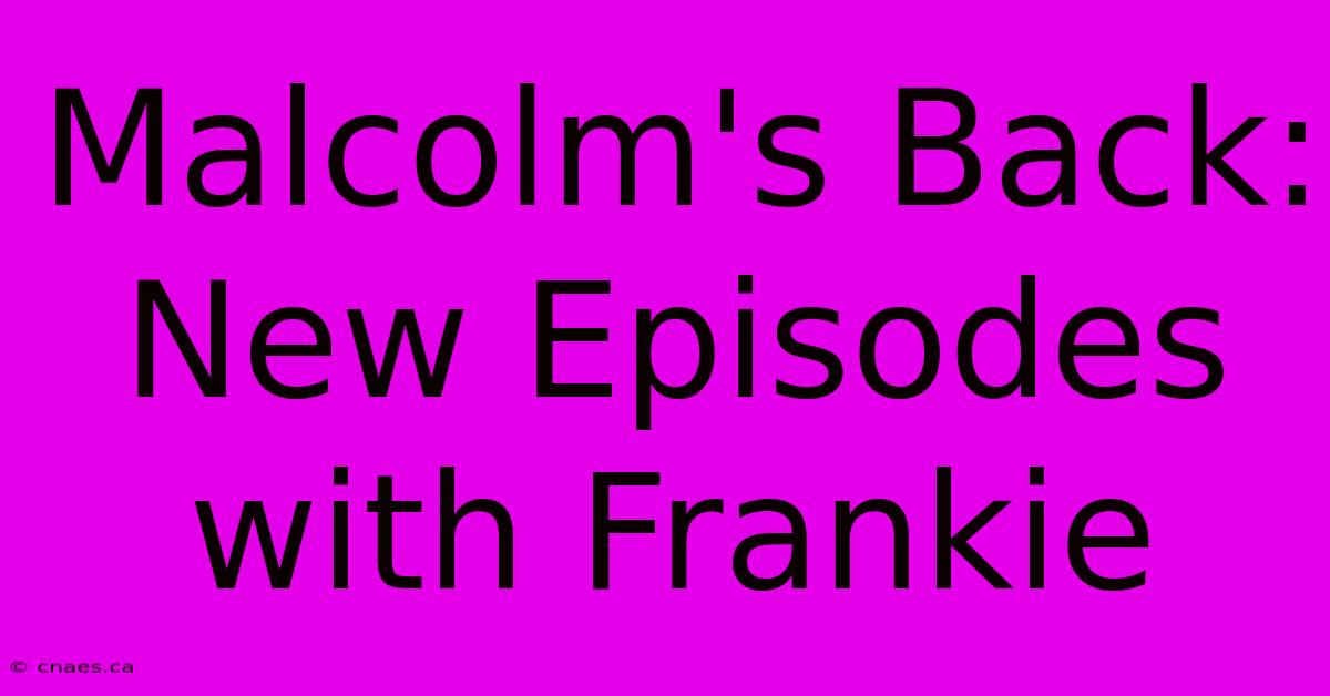 Malcolm's Back: New Episodes With Frankie