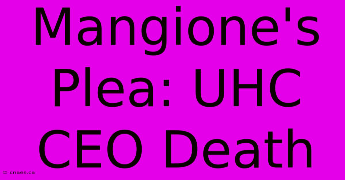 Mangione's Plea: UHC CEO Death