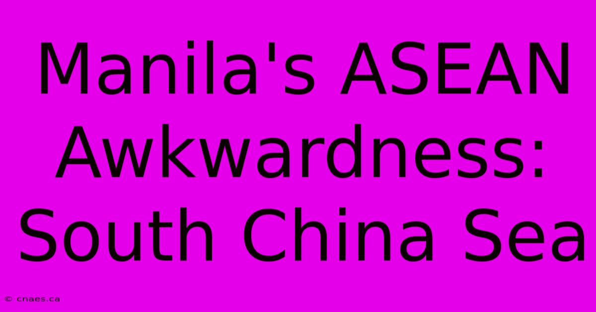 Manila's ASEAN Awkwardness: South China Sea