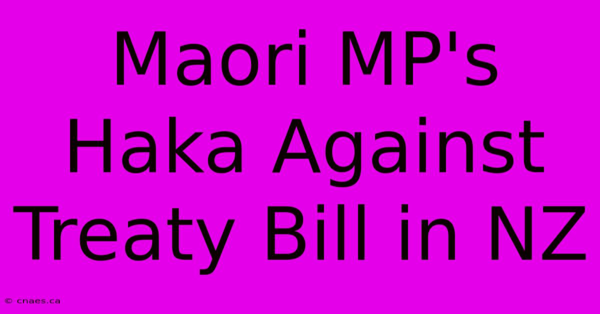 Maori MP's Haka Against Treaty Bill In NZ