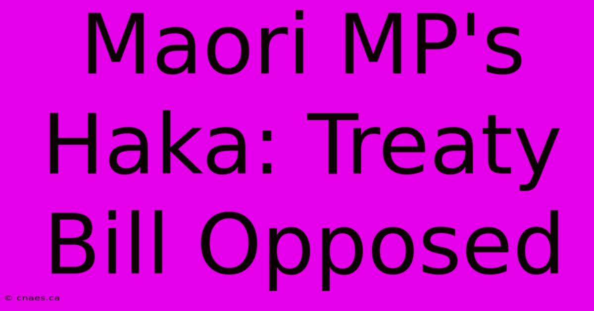 Maori MP's Haka: Treaty Bill Opposed