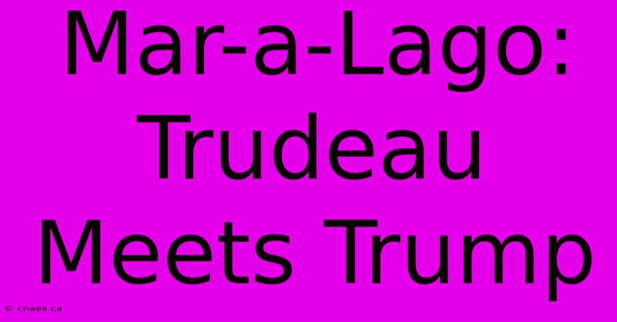 Mar-a-Lago: Trudeau Meets Trump