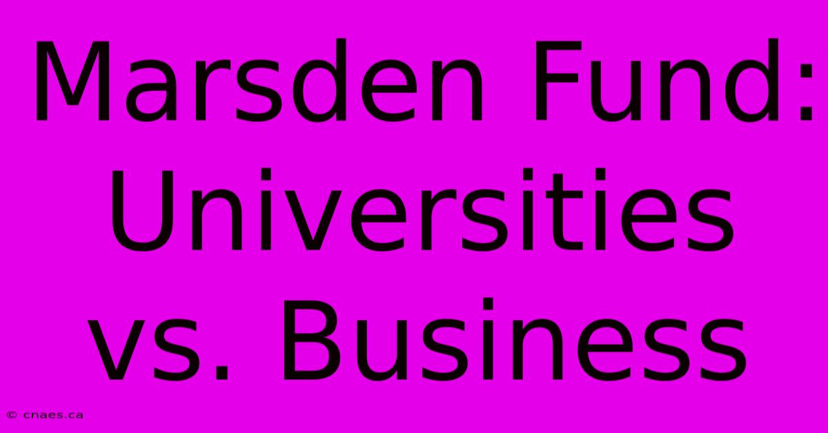 Marsden Fund: Universities Vs. Business