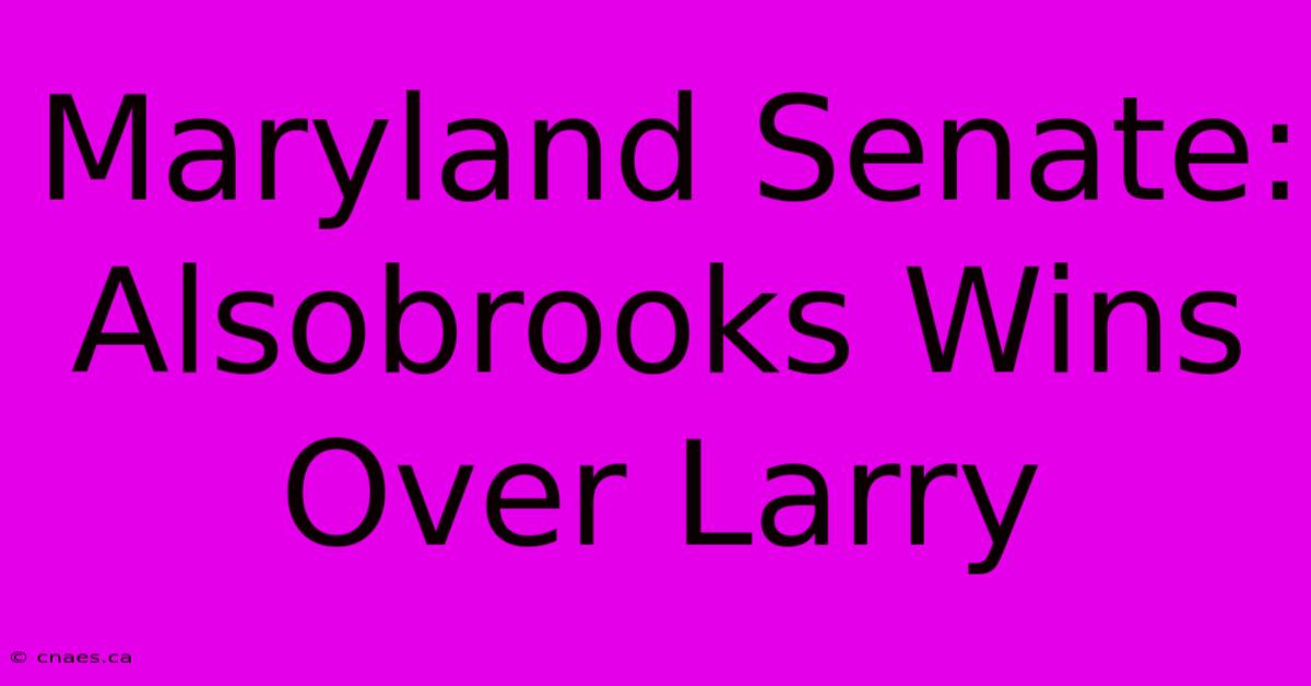 Maryland Senate: Alsobrooks Wins Over Larry