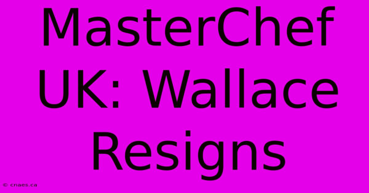 MasterChef UK: Wallace Resigns