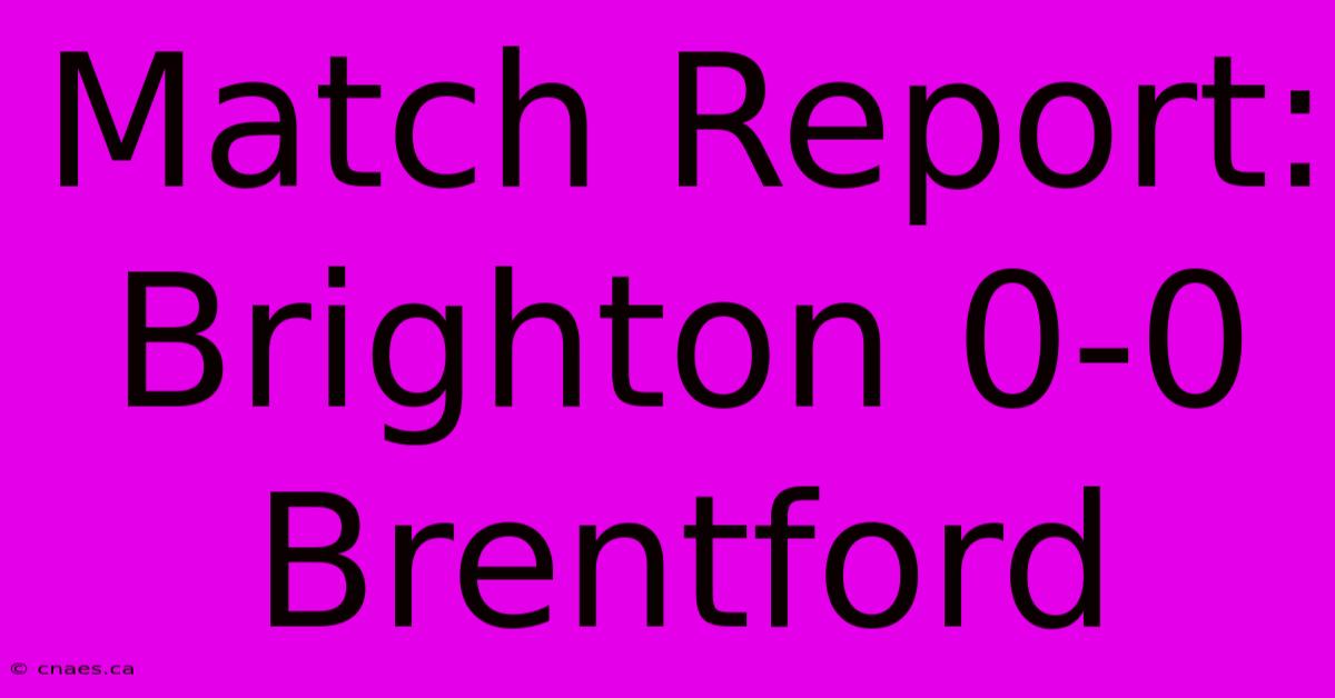 Match Report: Brighton 0-0 Brentford