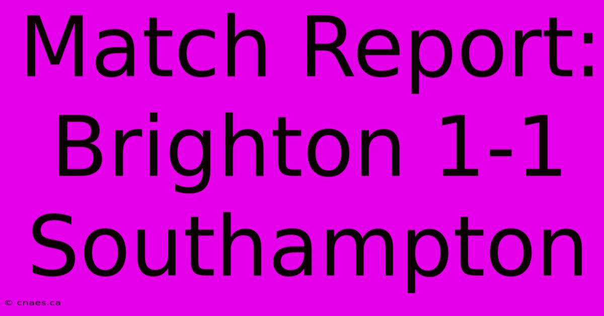 Match Report: Brighton 1-1 Southampton