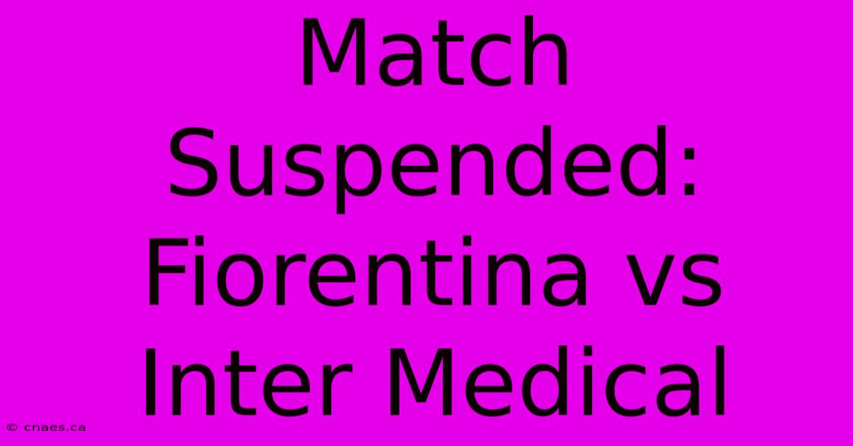 Match Suspended: Fiorentina Vs Inter Medical