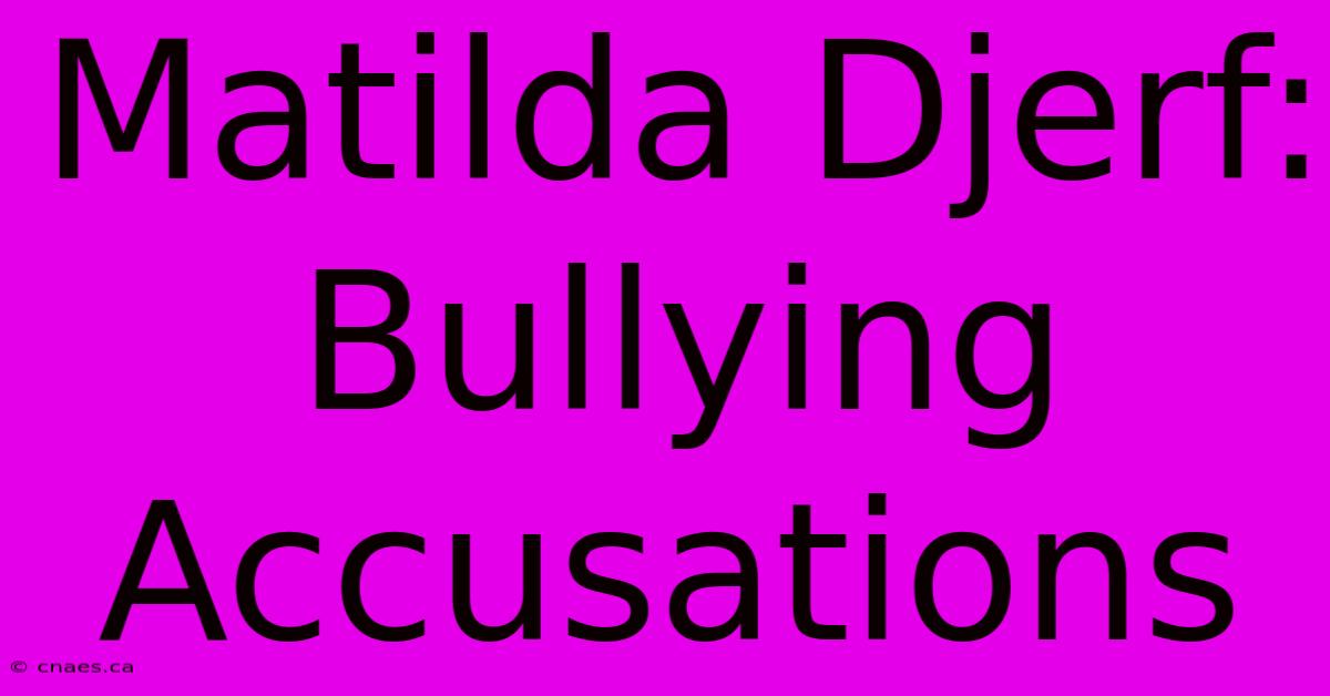 Matilda Djerf: Bullying Accusations