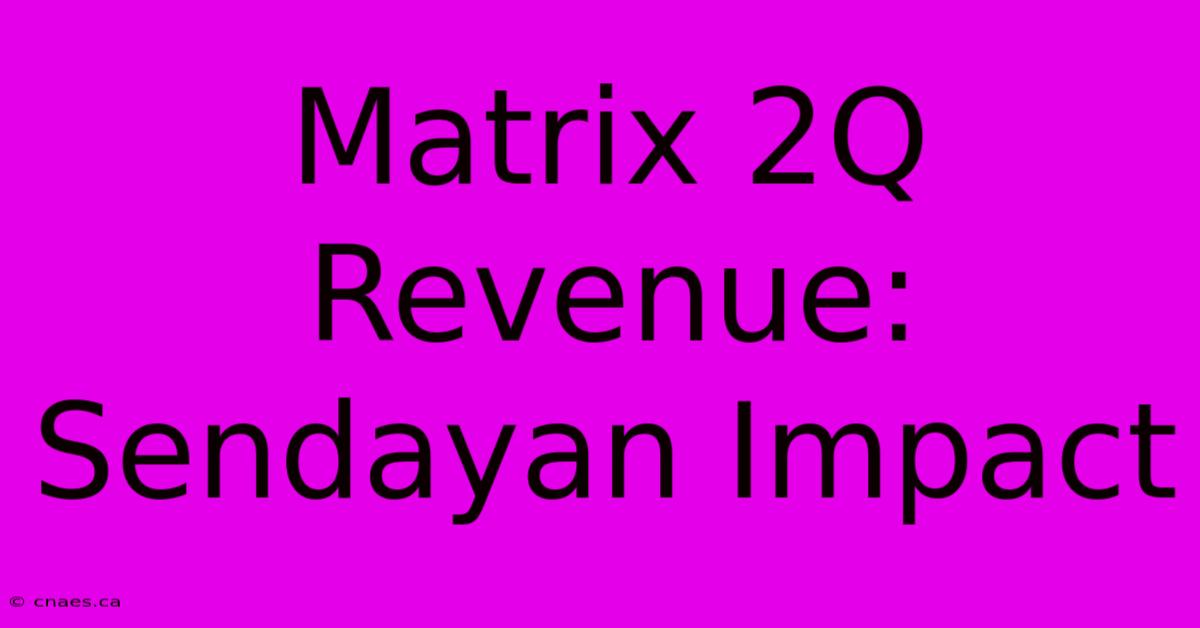 Matrix 2Q Revenue: Sendayan Impact