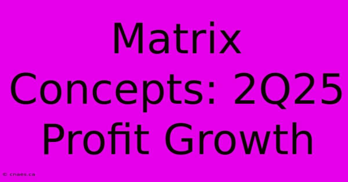 Matrix Concepts: 2Q25 Profit Growth