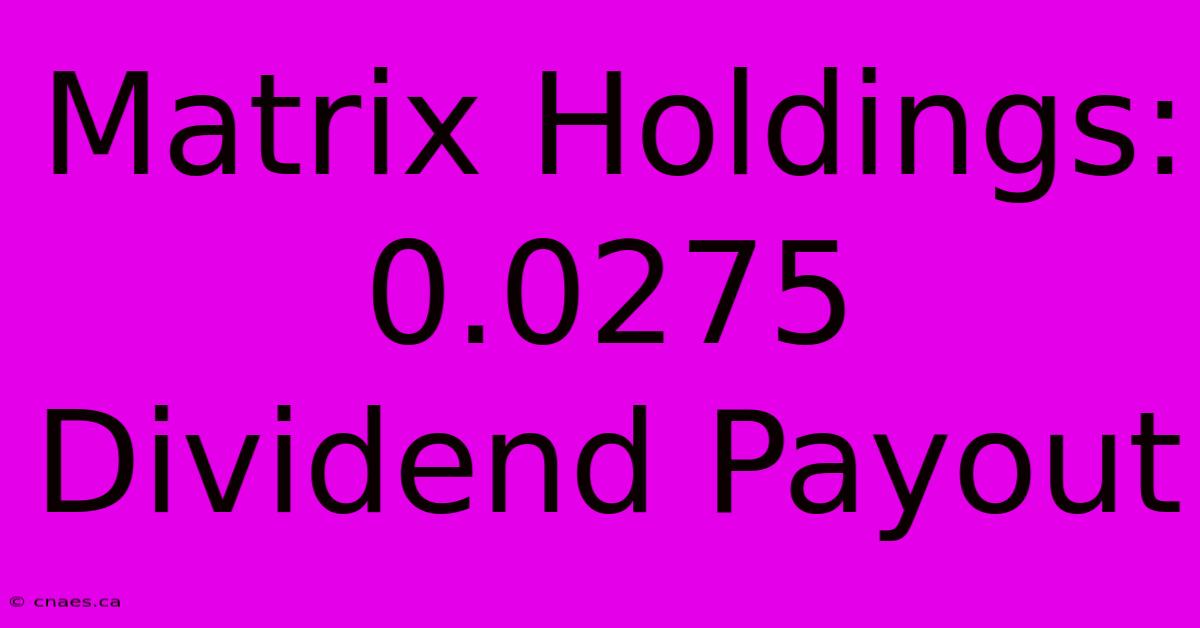 Matrix Holdings: 0.0275 Dividend Payout