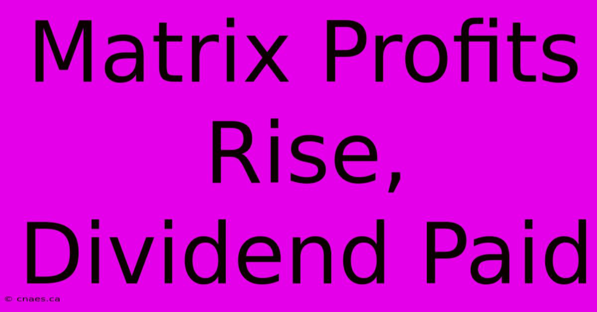 Matrix Profits Rise, Dividend Paid