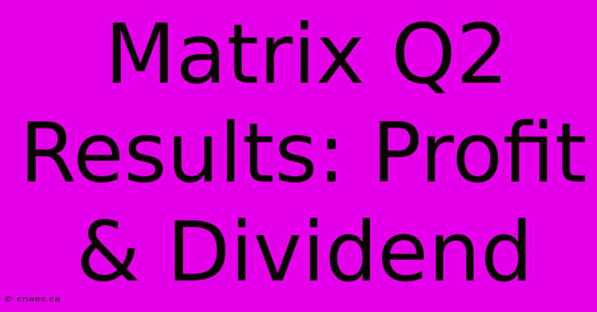 Matrix Q2 Results: Profit & Dividend