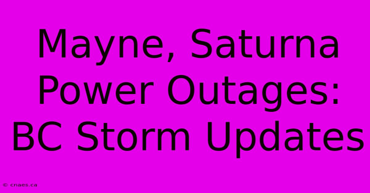 Mayne, Saturna Power Outages: BC Storm Updates