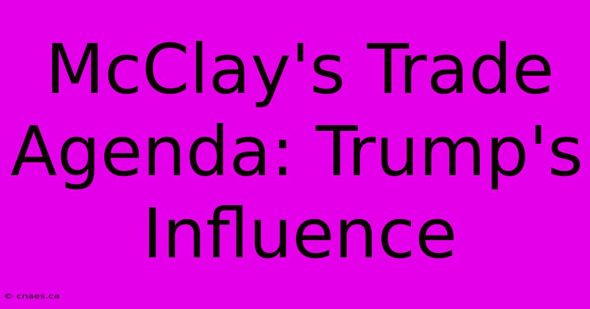 McClay's Trade Agenda: Trump's Influence 