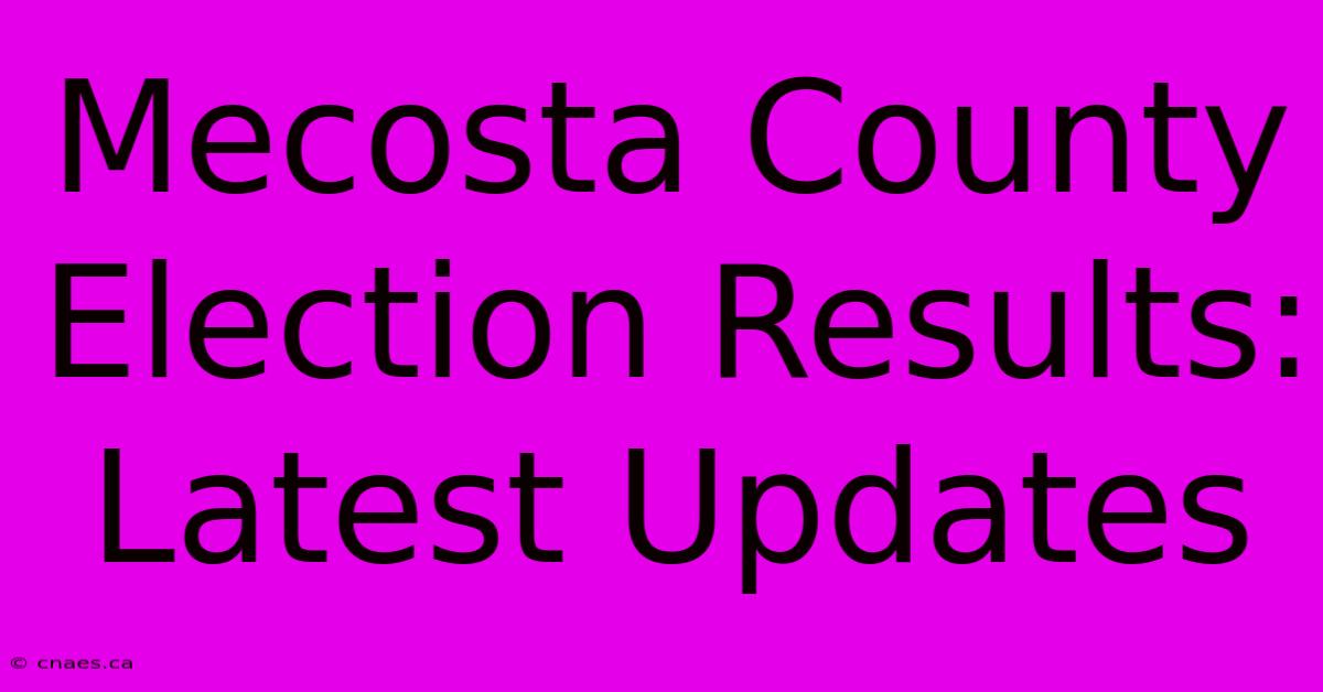 Mecosta County Election Results: Latest Updates