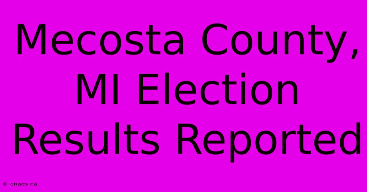 Mecosta County, MI Election Results Reported