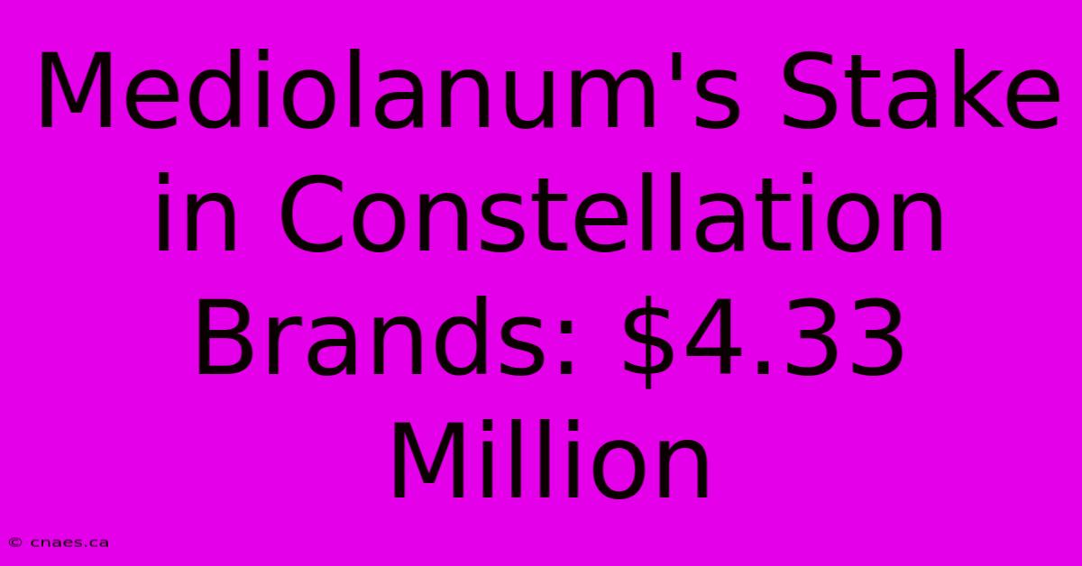 Mediolanum's Stake In Constellation Brands: $4.33 Million