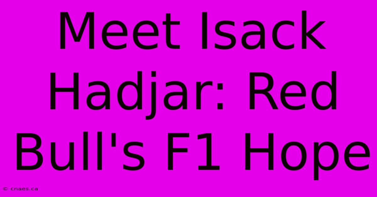 Meet Isack Hadjar: Red Bull's F1 Hope