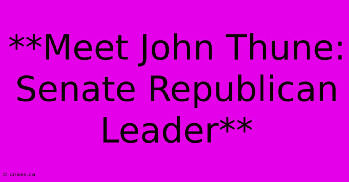 **Meet John Thune: Senate Republican Leader**