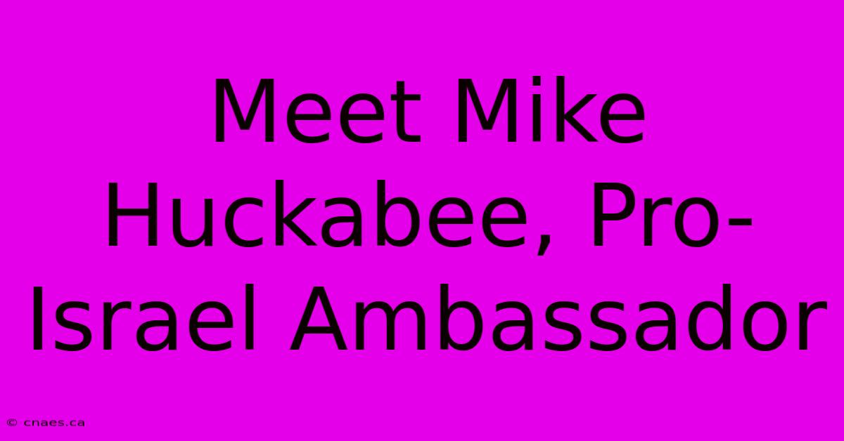 Meet Mike Huckabee, Pro-Israel Ambassador