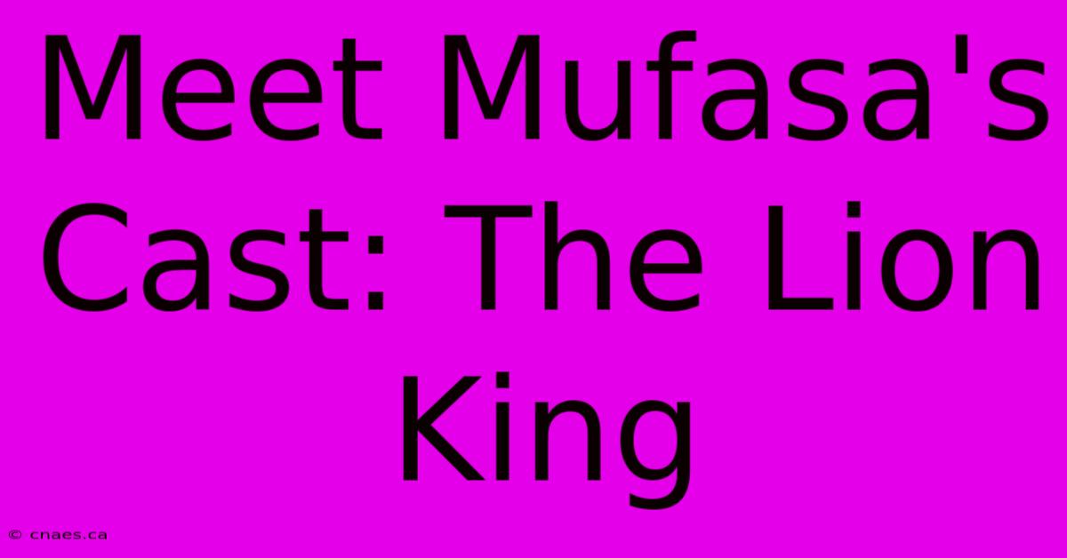 Meet Mufasa's Cast: The Lion King