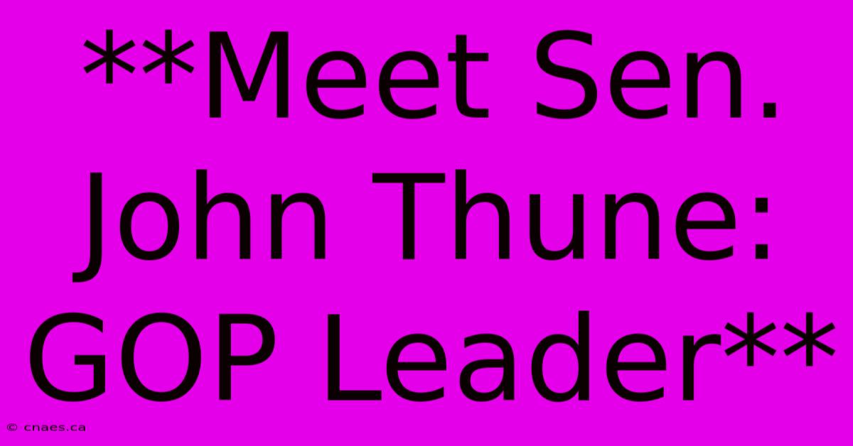 **Meet Sen. John Thune: GOP Leader**