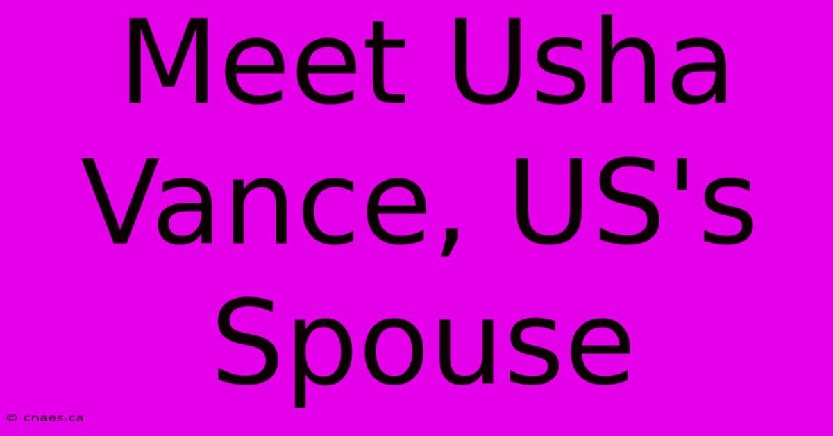 Meet Usha Vance, US's Spouse