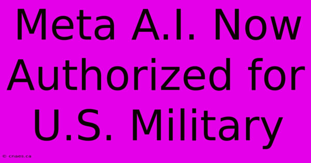 Meta A.I. Now Authorized For U.S. Military 