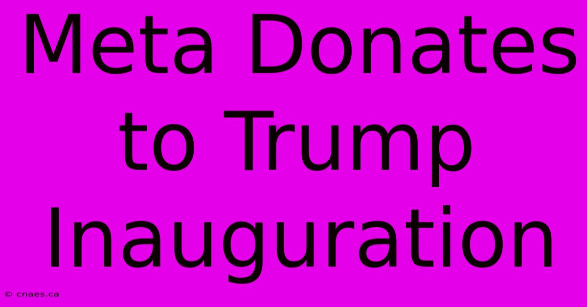 Meta Donates To Trump Inauguration