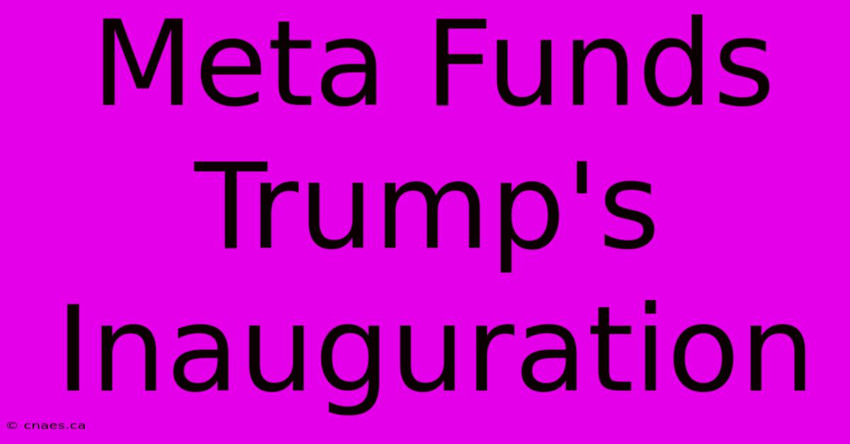 Meta Funds Trump's Inauguration