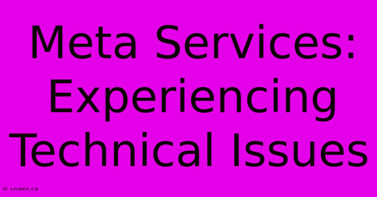 Meta Services: Experiencing Technical Issues