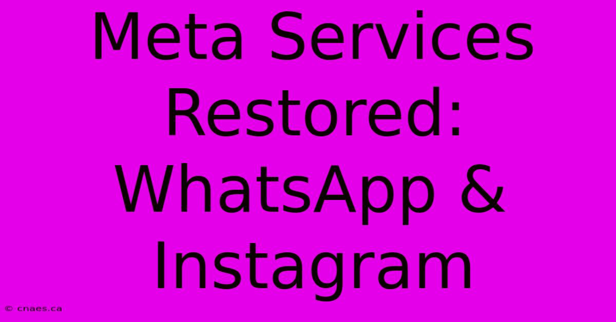 Meta Services Restored: WhatsApp & Instagram