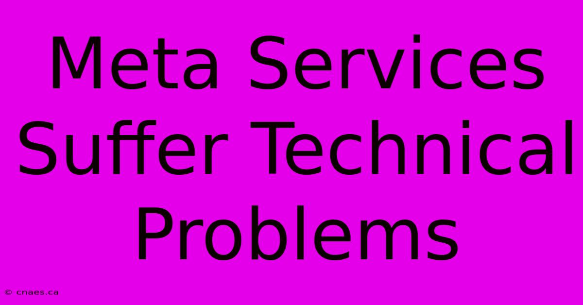 Meta Services Suffer Technical Problems