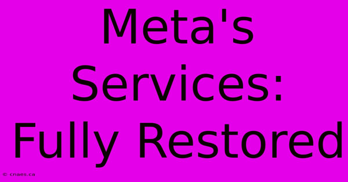 Meta's Services: Fully Restored