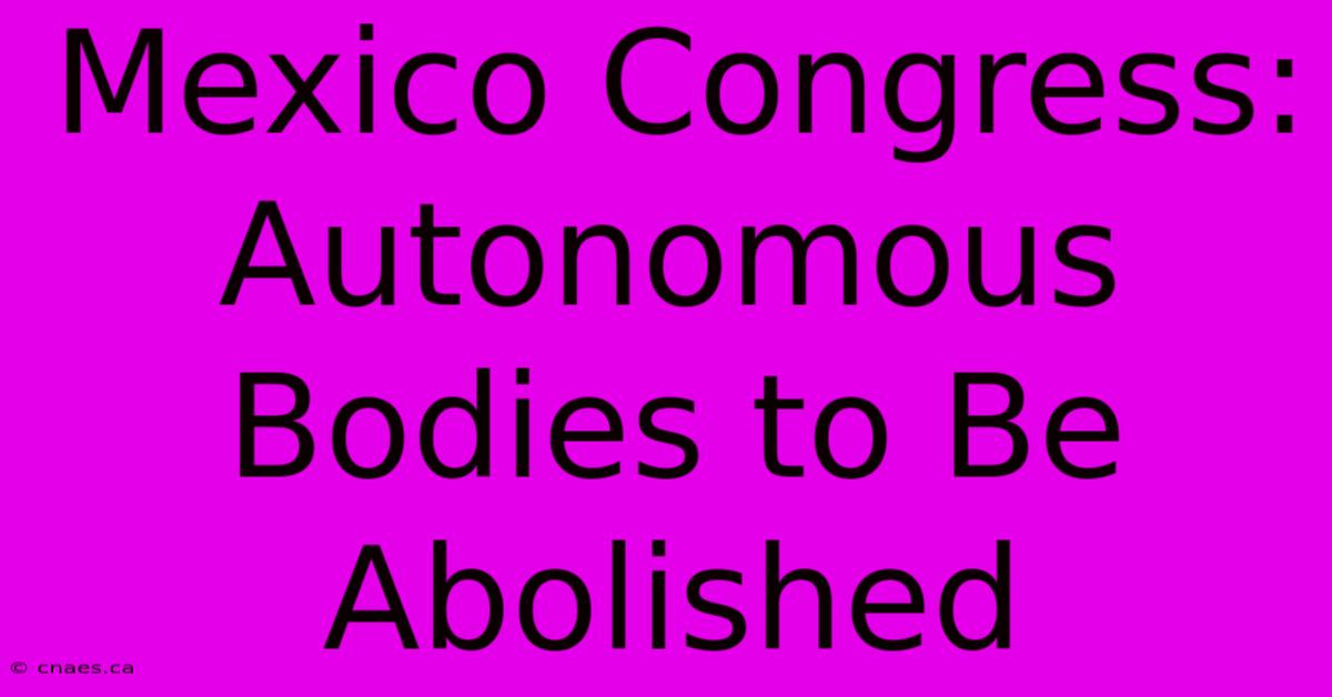 Mexico Congress: Autonomous Bodies To Be Abolished