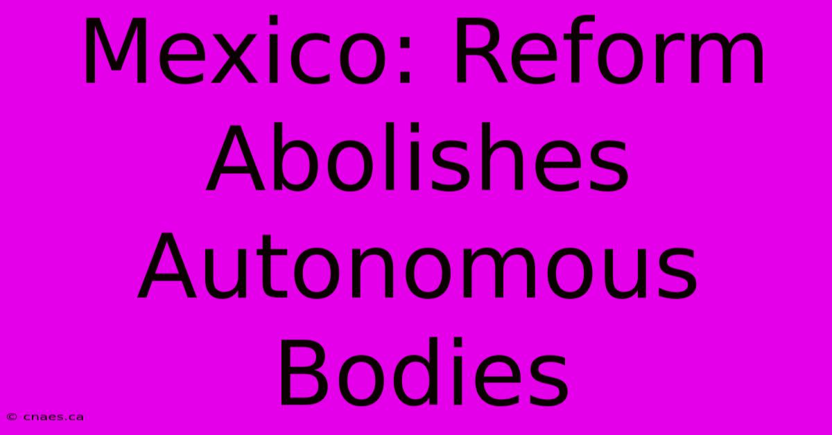 Mexico: Reform Abolishes Autonomous Bodies