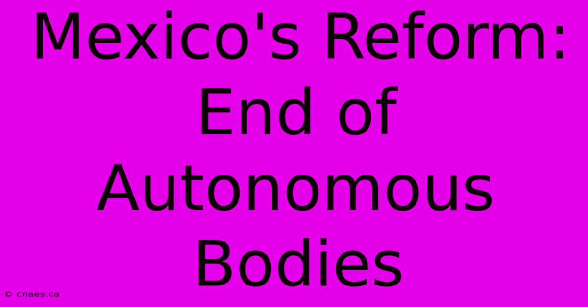 Mexico's Reform: End Of Autonomous Bodies  