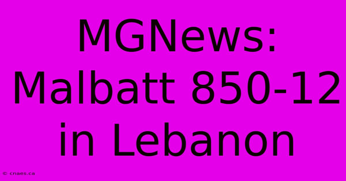 MGNews: Malbatt 850-12 In Lebanon