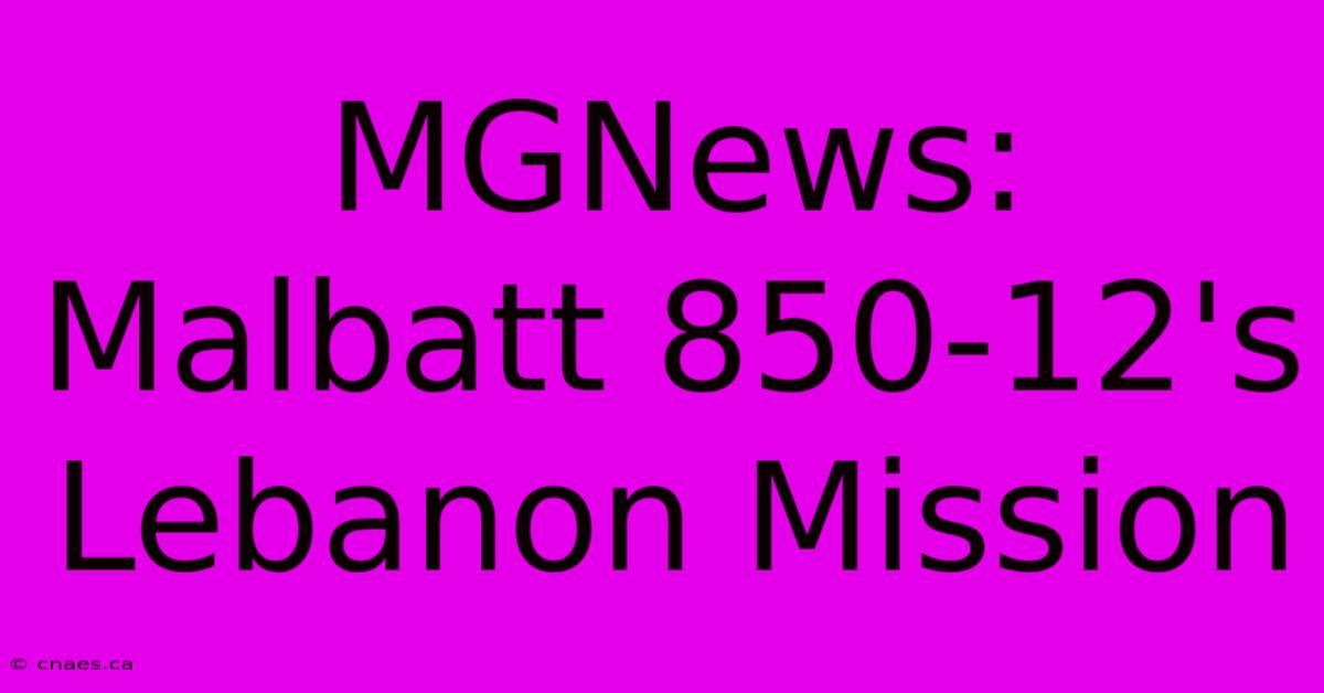 MGNews: Malbatt 850-12's Lebanon Mission