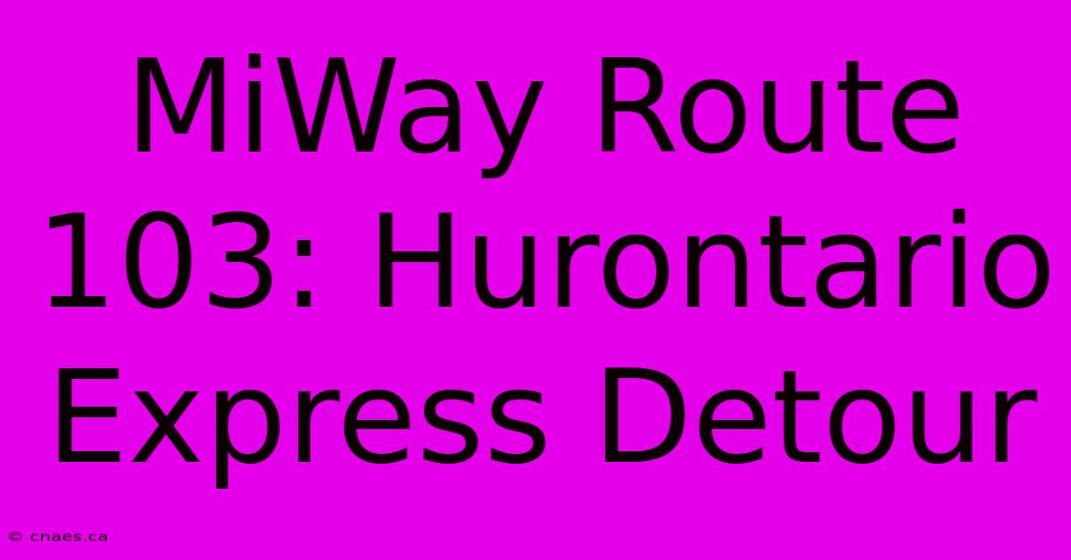 MiWay Route 103: Hurontario Express Detour