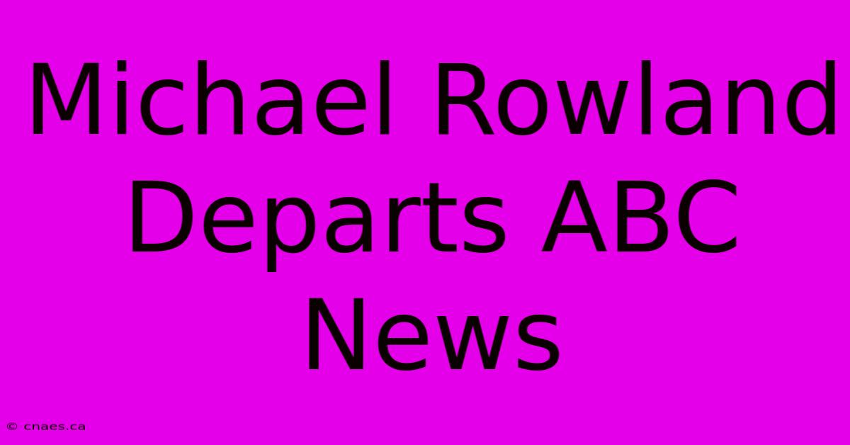 Michael Rowland Departs ABC News