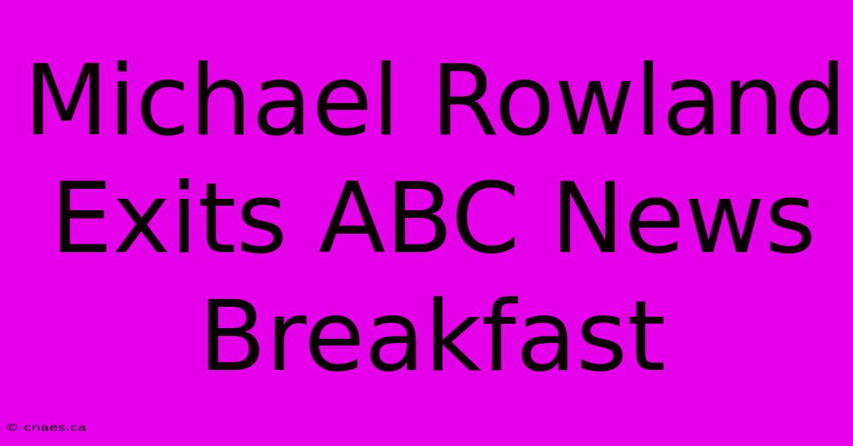 Michael Rowland Exits ABC News Breakfast