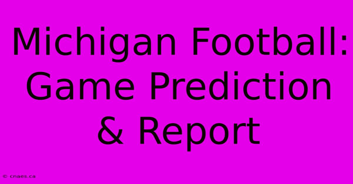 Michigan Football: Game Prediction & Report