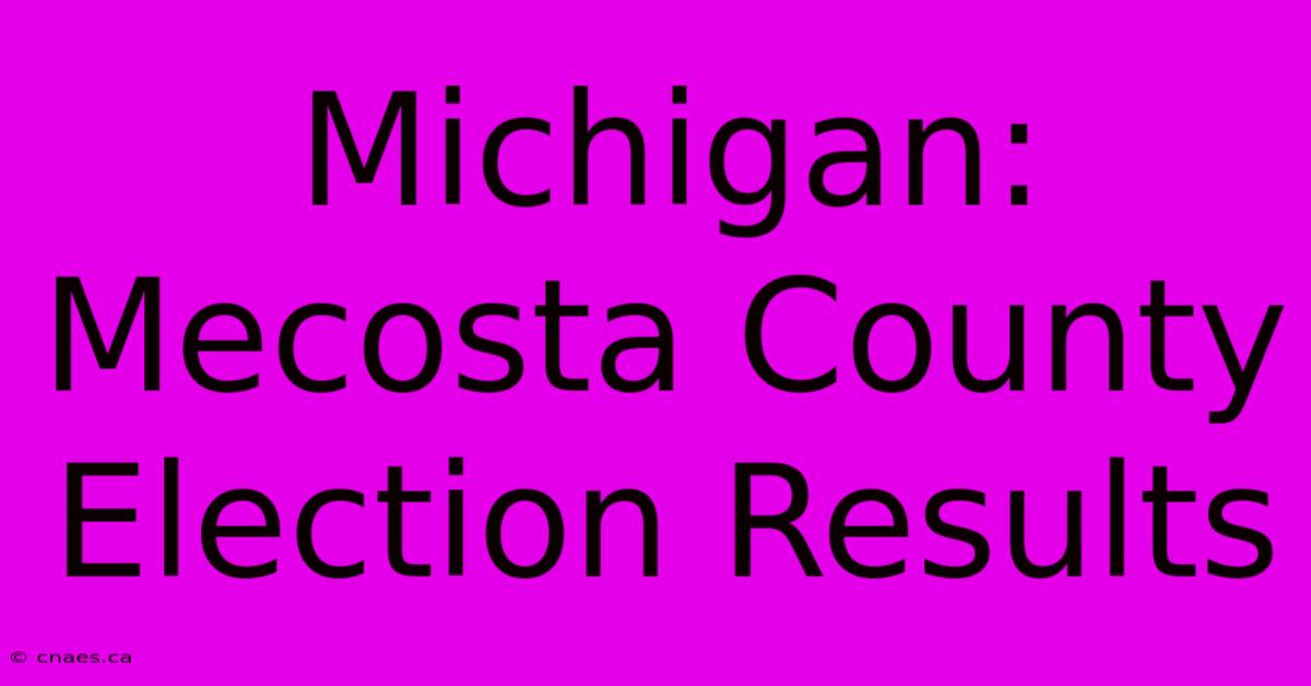 Michigan: Mecosta County Election Results