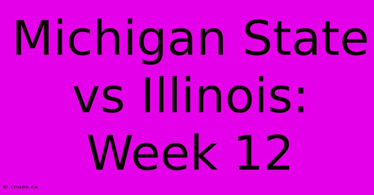 Michigan State Vs Illinois: Week 12