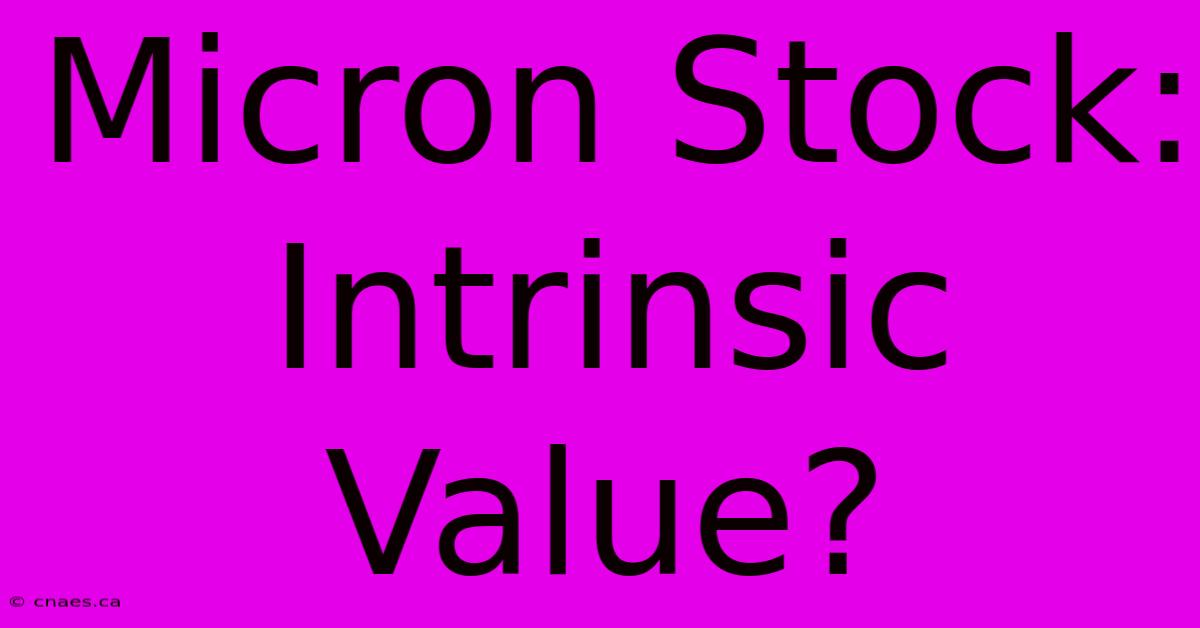 Micron Stock: Intrinsic Value?