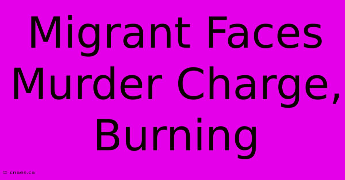 Migrant Faces Murder Charge, Burning