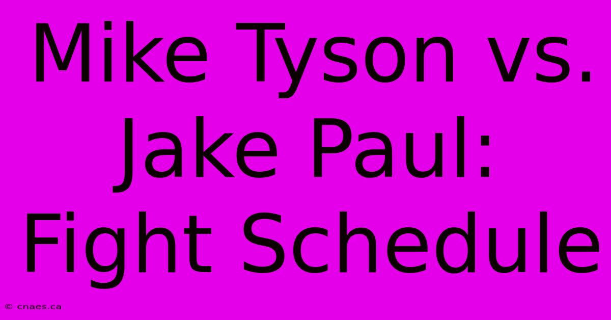 Mike Tyson Vs. Jake Paul: Fight Schedule